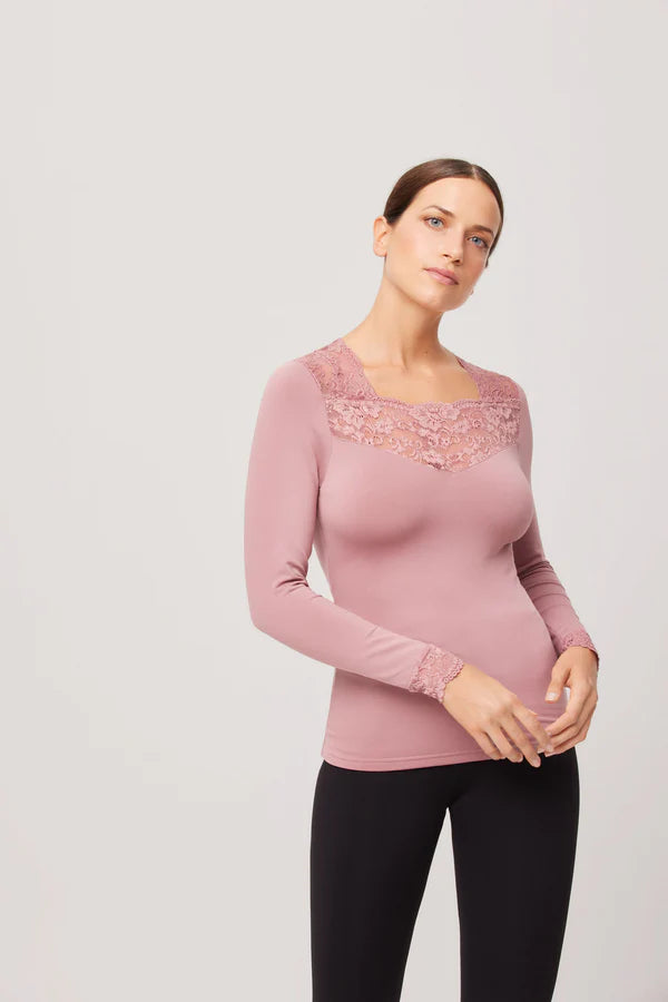 Camisola Térmica decote com renda quadrada ref.7005