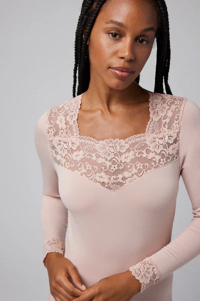 Camisola Térmica decote com renda quadrada ref.7005