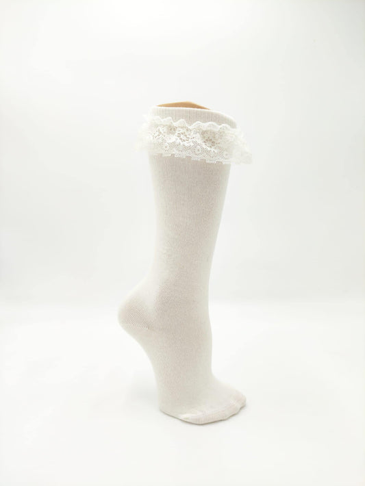 Meias altas com folho