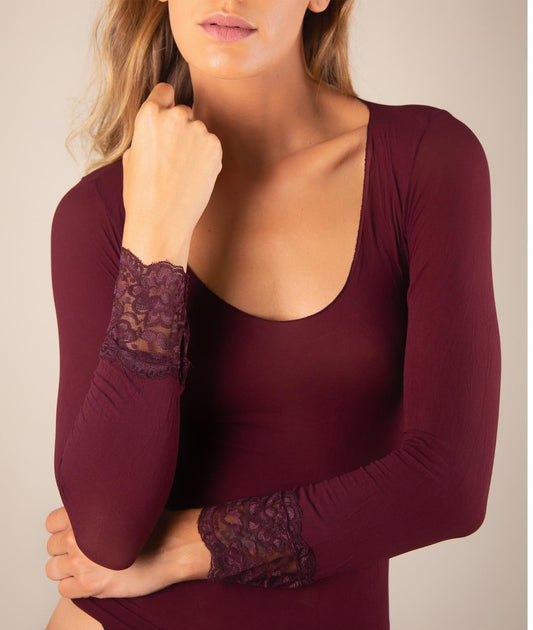 Camisola 2ª pele com renda no punho