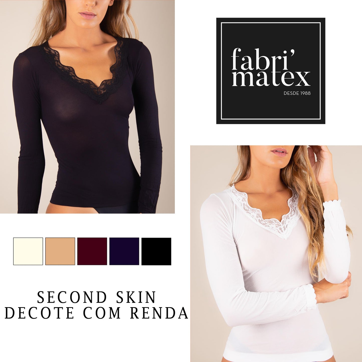 Camisola 2ºpele renda no decote